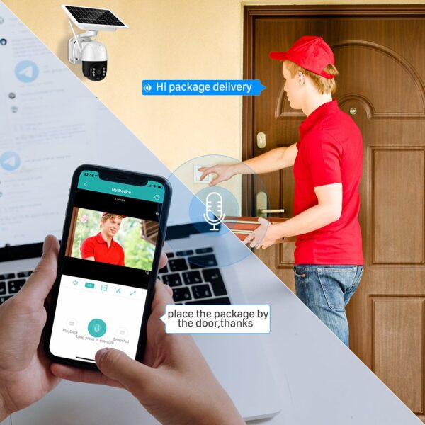 PTZ  360 Degrees 5MP 4G SIM Card Solar WIFI Security Motion Surveillance Camera - Image 10