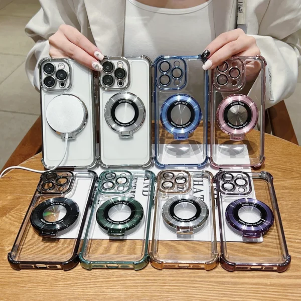 Luxury Premium Magnet Wireless Charging Shockproof Transparent Soft Silicone Case Cover For iPhone Series
