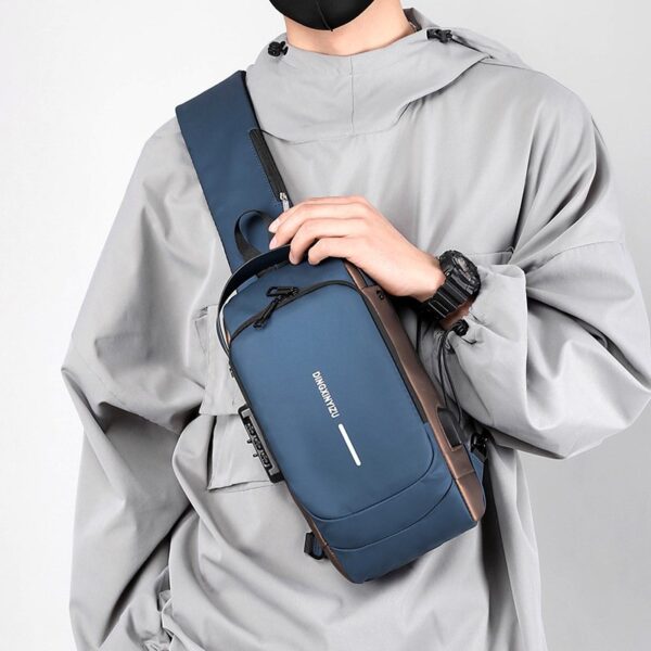 Luxury Premium Anti Theft Chest Shoulder Bag USB Charging Crossbody Oxford Sling Pack - Image 15