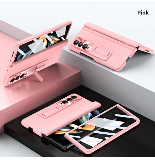 Luxury Premium Leather Hinge Adjustable Bracket Full Screen Film Protection Case Cover for Samsung Galaxy Z Fold 3/Z fold 4 - Image 5