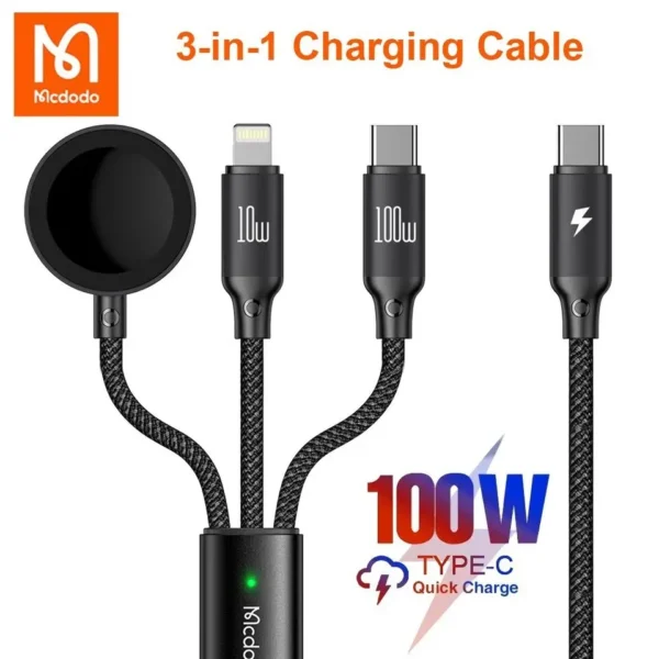 Vidvie Multifunctional Data Cable Type-c To Cliwatch 100w Fast Charging Cable - Image 24
