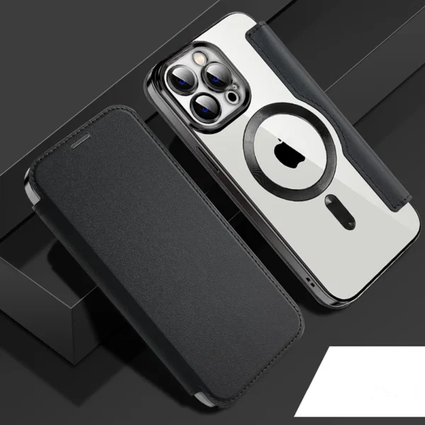 Luxury Premium Camera Protection Magsafe Wireless Charging Flip Case Cover For iPhone 15 Pro/15 Pro Max - Image 15