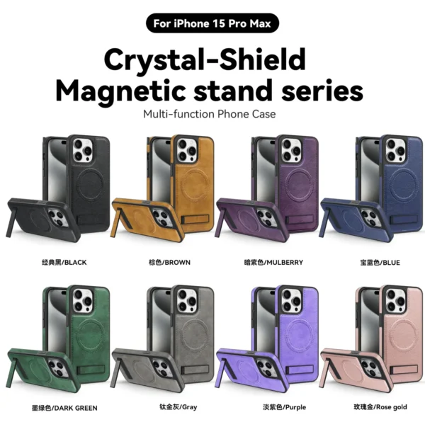 Luxury Magnetic Back Cover Wireless Charging Leather  Case For iPhone 13 14 15 16 ProMax Series - Image 6