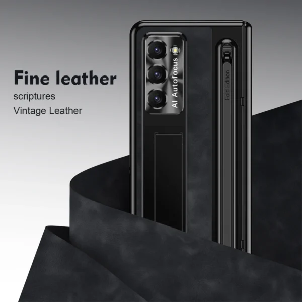 Luxury Premium Retro Leather Folding Stand Phone Case For Samsung Galaxy Z Fold 5 - Image 7