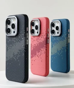 Luxury Premium Luminous Pixels Stand Holder Wireless Charging Hard PC Shockproof Case Cover For iPhone 13 Pro Max/14 Pro Max