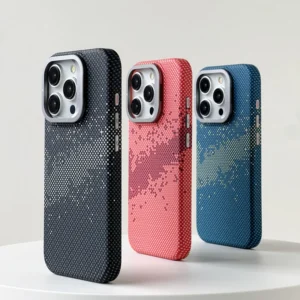 Luxury Premium Luminous Pixels Stand Holder Wireless Charging Hard PC Shockproof Case Cover For iPhone 13 Pro Max/14 Pro Max