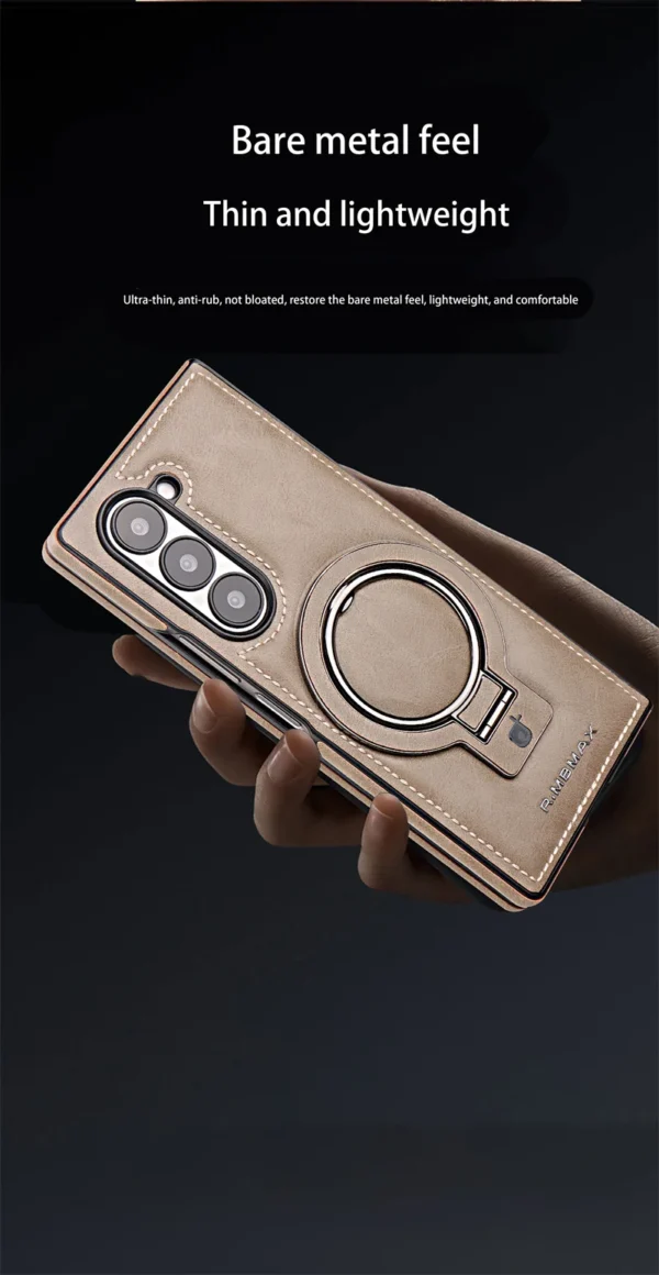 Luxury Premium PU Leather Folding Invisible Holder  Magsafe Phone Case Cover for Samsung Galaxy Z Fold 5 - Image 16