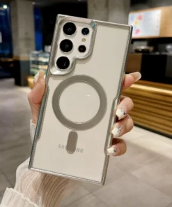 Alternative view of Luxury Plating Frame Transparent Clear Bumper Silicone Magsafe Phone Case Cover for Samsung Galaxy S23 Ultra/S24 Ultra