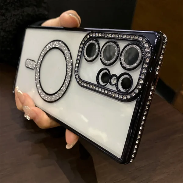 Luxury Premium Plating Bling Glitter Diamond Magnetic For Magsafe Phone Case For Samsung S24 Ultra - Image 3