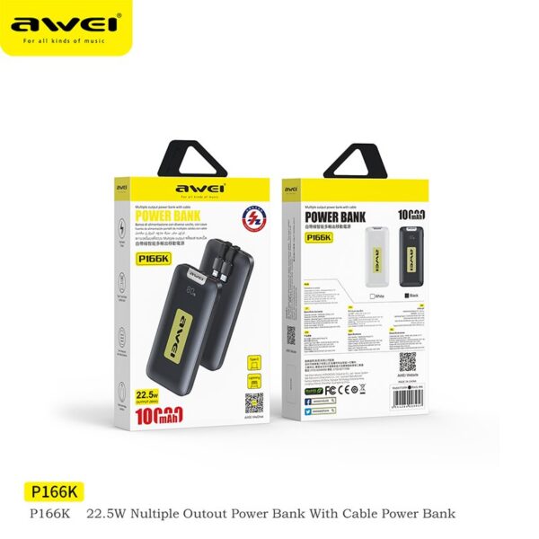 AWEI P166K 10000mAh Powerbank / 22.5W 5A PD + QC Super Fast Charging - Image 5