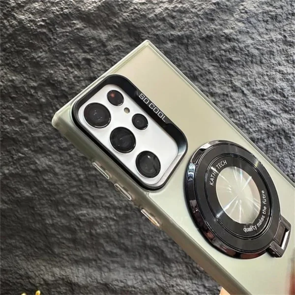 Luxury Premium Magnetic Bracket Matte Wireless Charging Case Cover For Samsung Galaxy S21 Ultra - Image 9