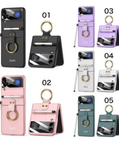 Luxury Premium Ring Case Cover With Capacitance Pen For Samsung Galaxy Z Flip 3 5G / Z Flip 4 5G