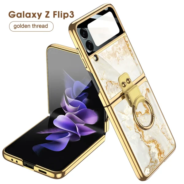 Luxury Premium Marble Patterned  GKK Case Cover For Samsung Galaxy Z Flip 3/Z Flip 4 - Image 8