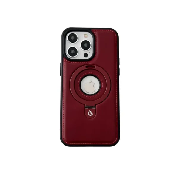 Luxury Premium Faux Leather Invisible Ring Stand Magnetic Phone Case for iPhone Series - Image 8