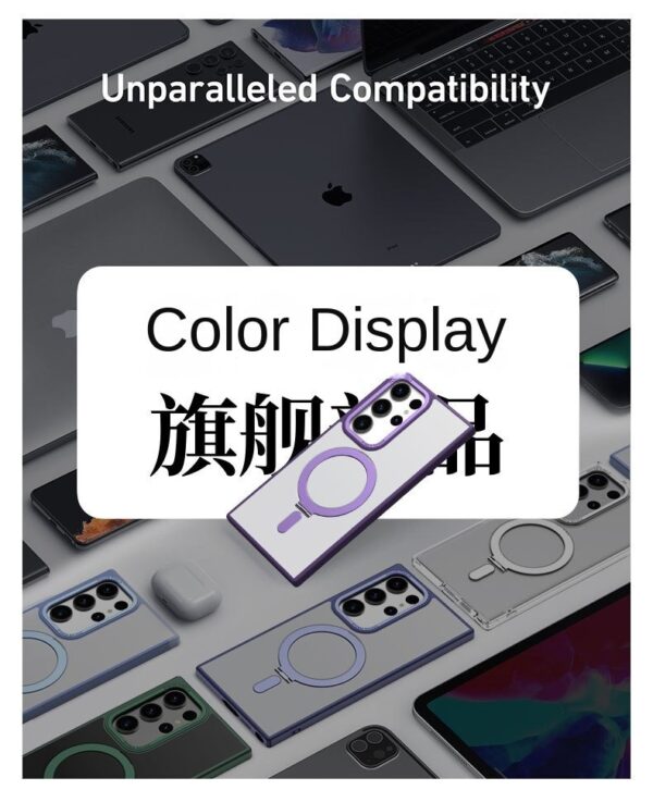 Magnetic Shockproof Matte Stand Holder Compatbile to Magsafe Wireless Charger Case For Samsung Galaxy S23 Ultra 5G - Image 12