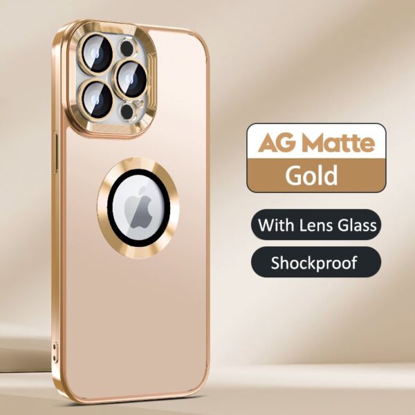 Luxury AG Matte Defender Metal Plating Shockproof Texture Logo Case Cover For iPhone Series - Image 10