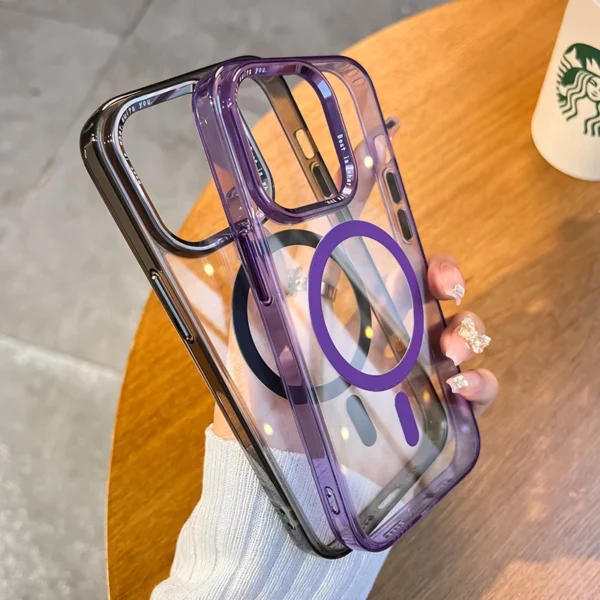 Luxury Shockproof Transparent Magsafe Magnetic Clear Acrylic Hard Case Cover For iPhone 15 Pro/15 Pro Max - Image 12