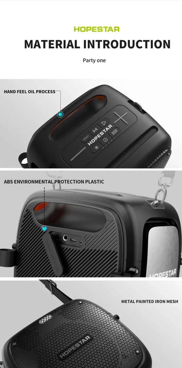 HOPESTAR Portable Wireless Bluetooth Speaker 80W High Power Dual Microphone Outdoor Home Karaoke - Image 3