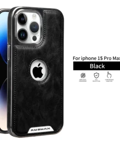 Alternative view of Luxury PU Business PU Leather Stand Hollow Display Hole Shockproof Kickstand Cover Case Cover for iPhone 13 Pro Max/14 Pro Max/15 Pro Max