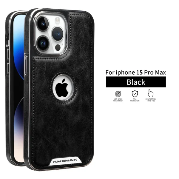 Luxury PU Business PU Leather Stand Hollow Display Hole Shockproof Kickstand Cover Case Cover for iPhone 13 Pro Max/14 Pro Max/15 Pro Max - Image 2