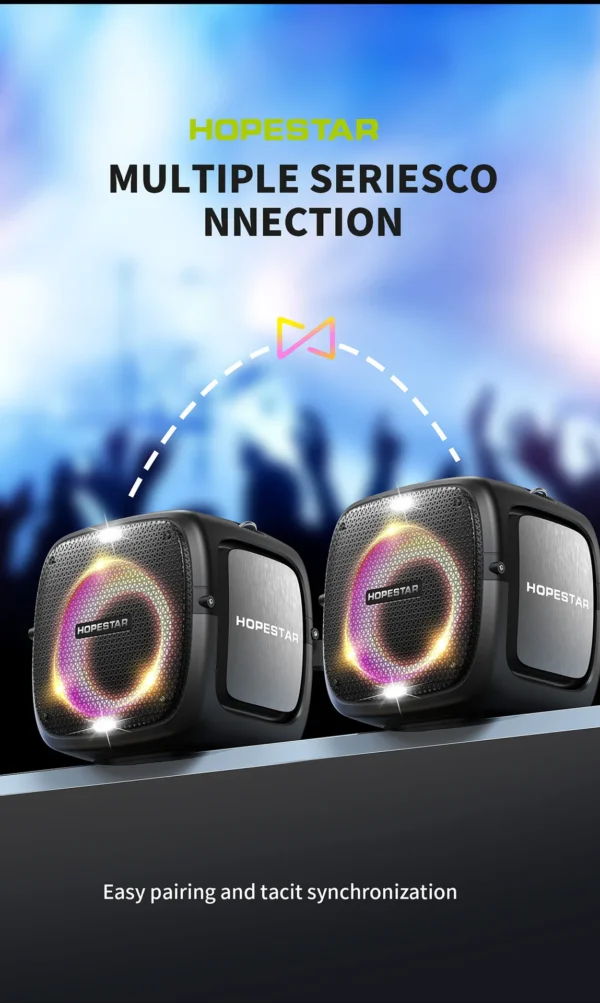 HOPESTAR Portable Wireless Bluetooth Speaker 80W High Power Dual Microphone Outdoor Home Karaoke - Image 15