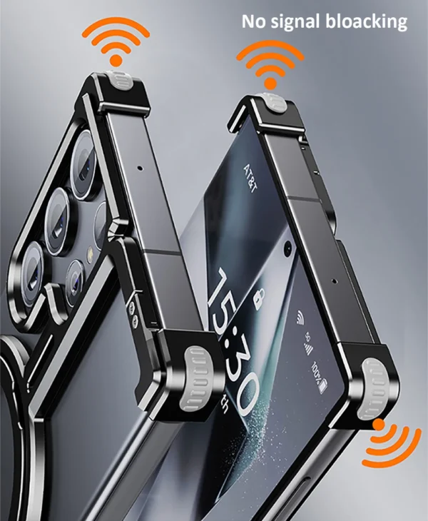 Luxury Magsafe Magnetic Frameless Aluminum Alloy Shockproof Stand Metal Phone Case For Samsung Galaxy S24 Ultra - Image 23