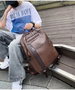 Alternative view of Luxury Premium Business Vintage Pu Leather Casual mochila hombre Backpack Bag