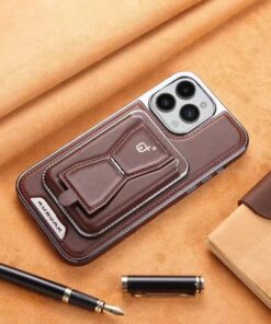 Alternative view of Leather Wallet Stand Phone Case For iPhone 13  14 15 16 Pro Max Series Phone Card Holder Leather Cover.