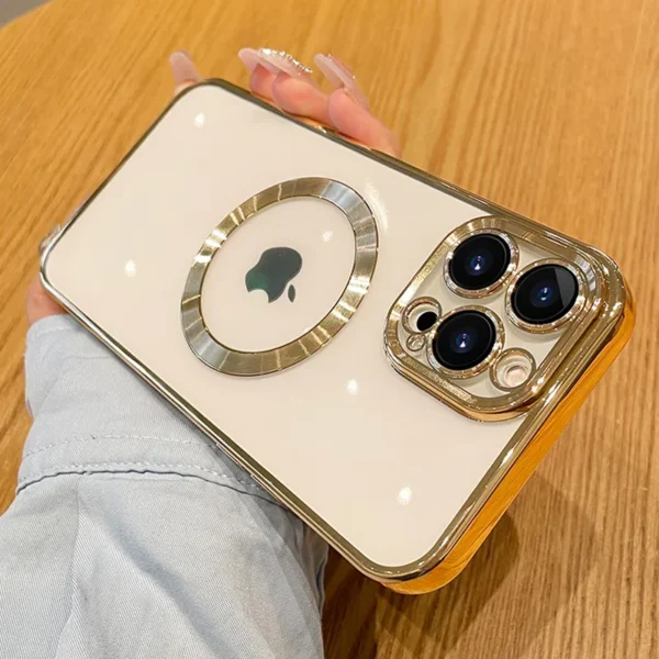 Luxury Premium Transparent Plating Magsafe with Full Camera Lens Case Cover For iPhone 15 Pro Max/16 Pro Max - Image 28
