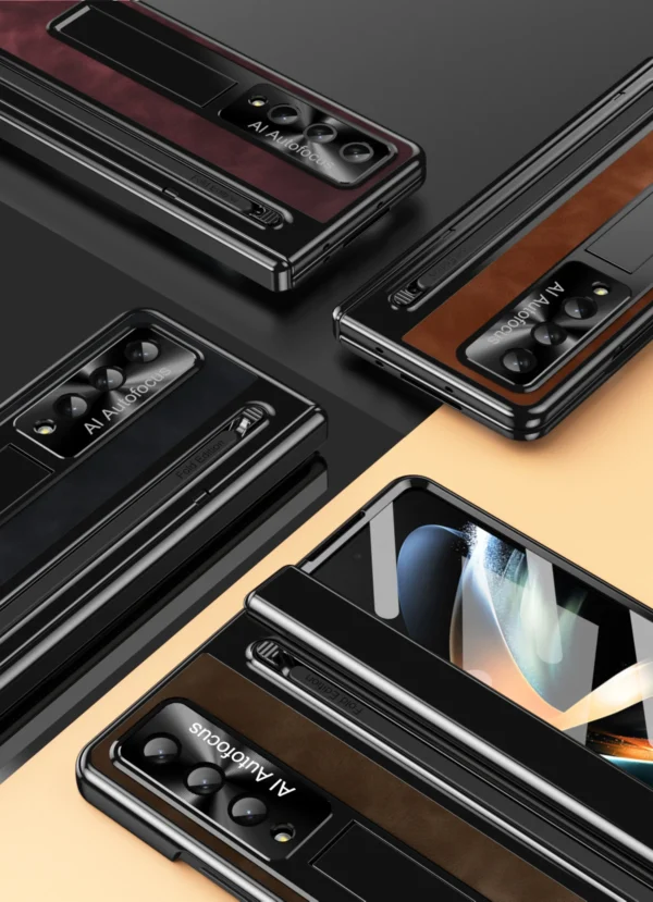 Luxury Premium Retro Leather Folding Stand Phone Case For Samsung Galaxy Z Fold 3/Z Fold 4 - Image 12