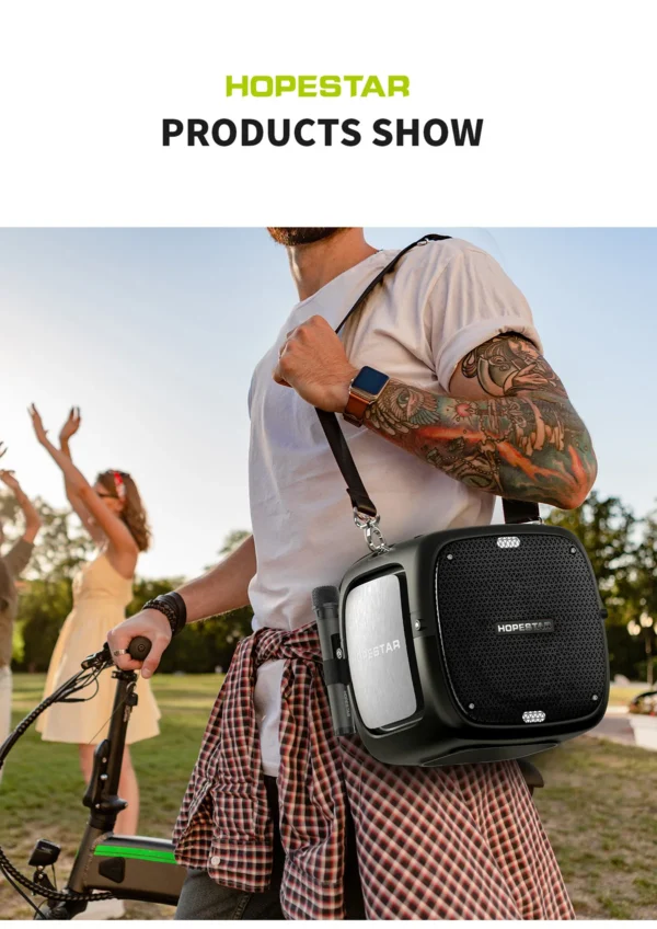 HOPESTAR Portable Wireless Bluetooth Speaker 80W High Power Dual Microphone Outdoor Home Karaoke - Image 14