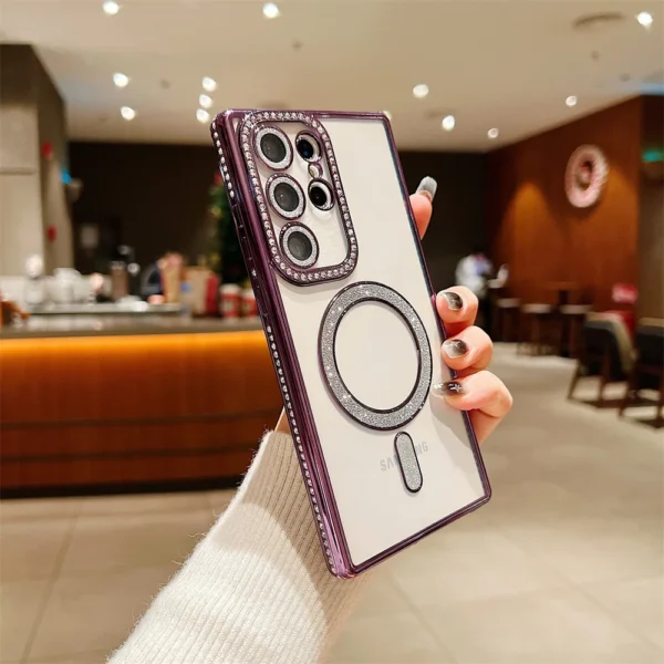 Luxury Premium Plating Bling Glitter Diamond Magnetic For Magsafe Phone Case For Samsung S24 Ultra - Image 11