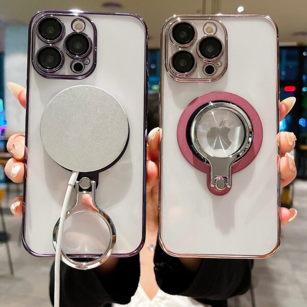 Luxury Premium Fashion Gradient electroplated Kickstand Clear case Cover For iPhone 15 Pro Max - Image 8
