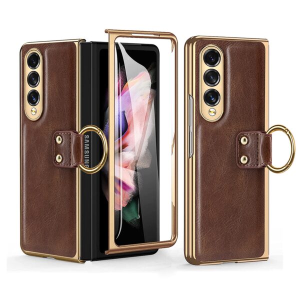 Luxury Premium Finger Horse Ring holder leather cover case for Samsung Galaxy Z Fold 3/ Z Fold 4 - Image 11