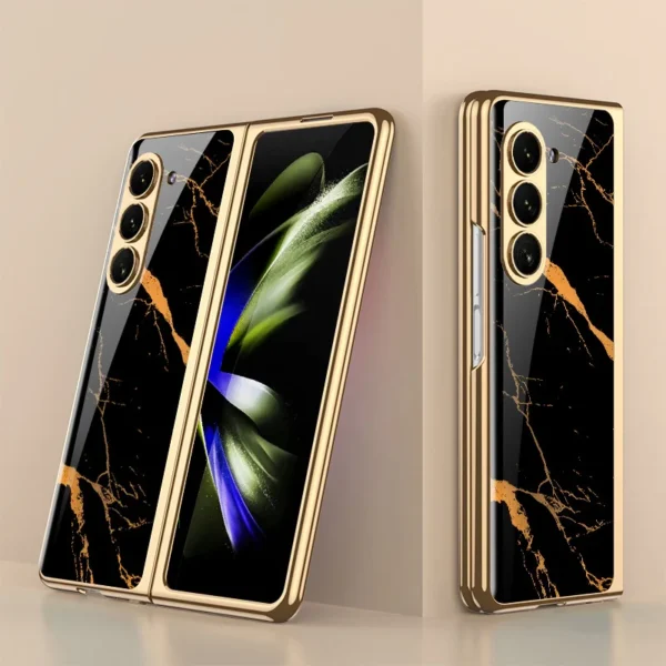 Luxury Premium Electroplated Marble Case Cover For Samsung Galaxy Z Fold 5 5G - Image 12