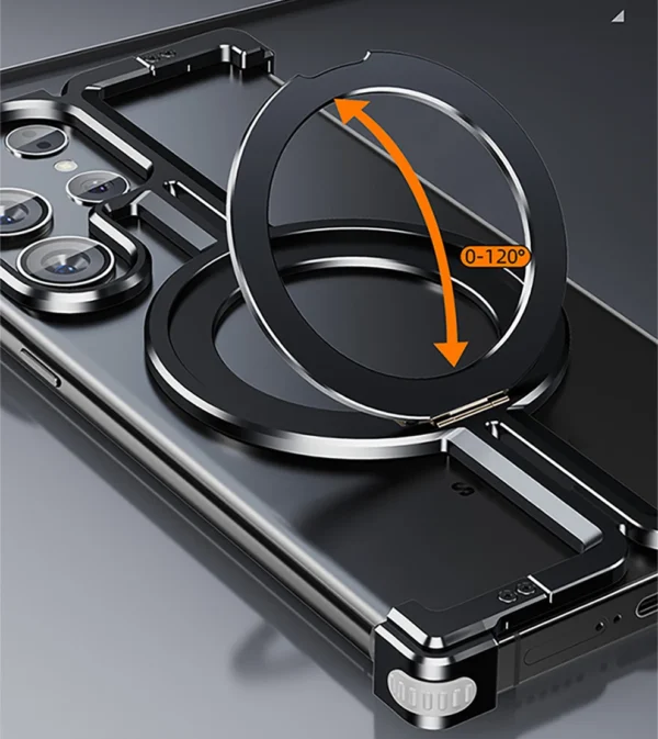 Luxury Magsafe Magnetic Frameless Aluminum Alloy Shockproof Stand Metal Phone Case For Samsung Galaxy S24 Ultra - Image 24