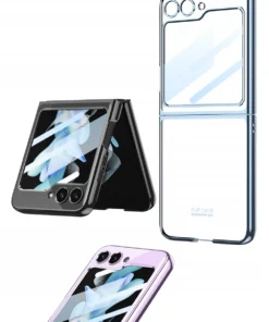 Luxury Premium Ultra Thin Electroplating Transparent Folding Shockproof With Mirror Case Cover For Samsung Galaxy Z Flip 5
