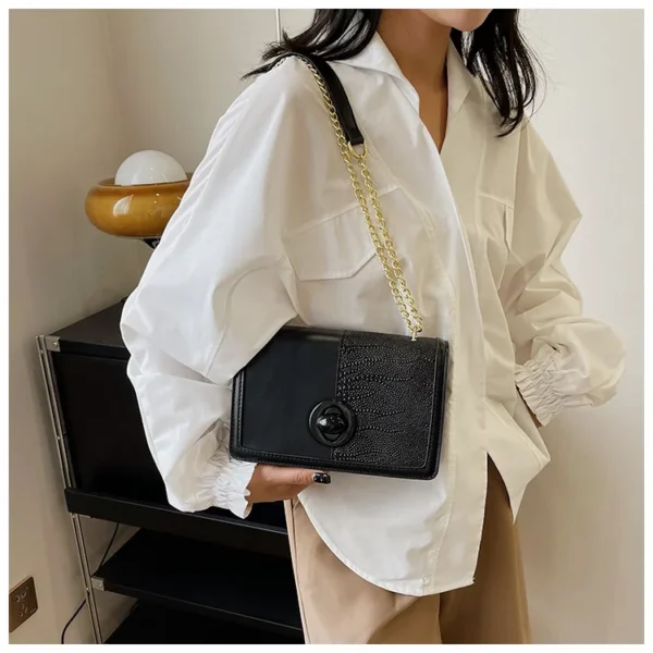 Luxury Premium  vintage Alligator Pattern Chain Square Designer Handbag - Image 5