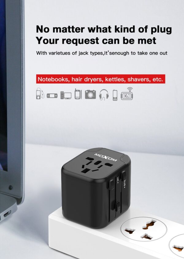 MOXOM 4 in1 with USB Charger Universal Adaptor Multi-Nation Travel Adapter - Image 13