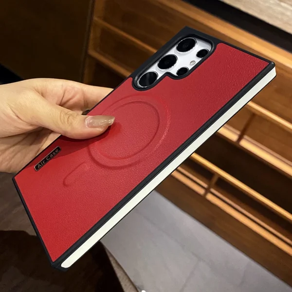 Luxury Premium Business Leather  Magsafe Wireless Charging Case Cover For Samsung Galaxy S24 Ultra - Image 12