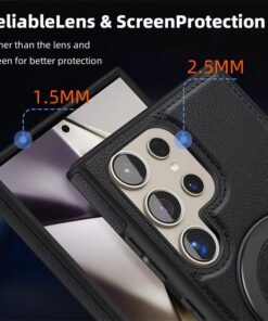 Alternative view of Samsung Galaxy S22 S23 S24 S25 Ultra Series Magsafe Leather 360° Adjustable Ring Shockproof Protective Slim Stand Case