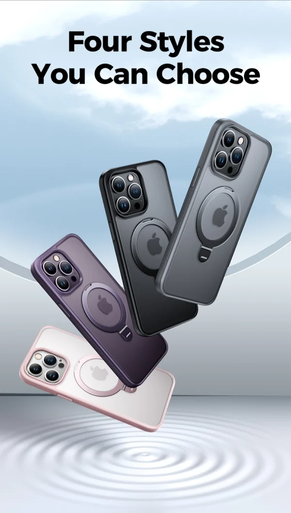 Luxury Premium Traslucent Case Cover With Ring Stand For iPhone Series - Image 5