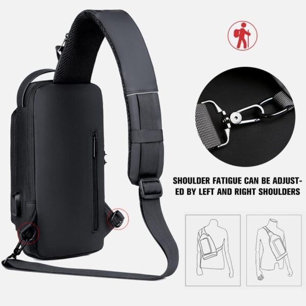 Luxury Premium Anti Theft Chest Shoulder Bag USB Charging Crossbody Oxford Sling Pack - Image 4