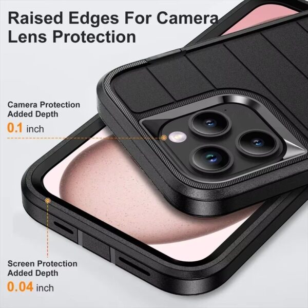 Heavy Duty Shockproof  3-Layer Military-Grade Rugged Protective Bumper Phone Case with Kickstand Anti-Slip Grip Shockproof For iPhone 16 15 14 13 12 11 Pro Max Series - Image 4