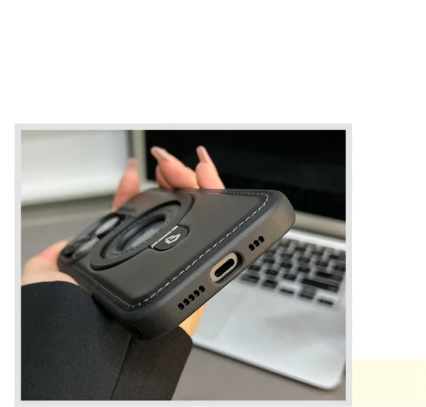 Luxury Premium Faux Leather Invisible Ring Stand Magnetic Phone Case for iPhone Series - Image 20