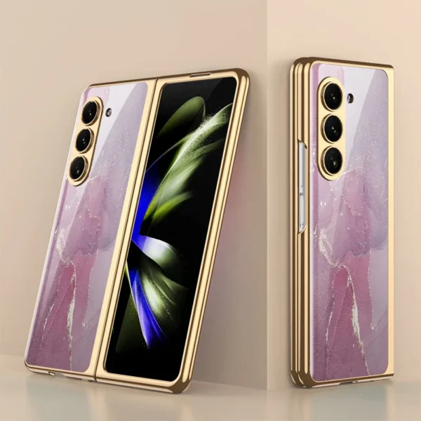Luxury Premium Electroplated Marble Case Cover For Samsung Galaxy Z Fold 5 5G - Image 14