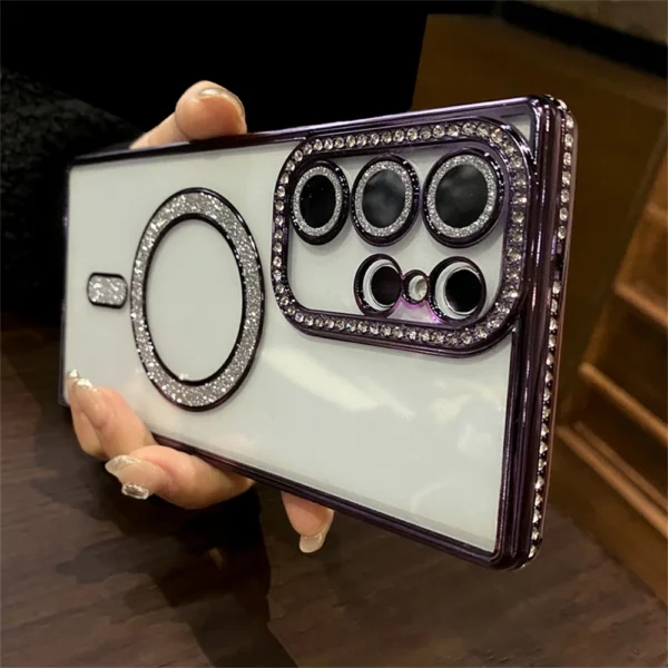Luxury Premium Plating Bling Glitter Diamond Magnetic For Magsafe Phone Case For Samsung S24 Ultra - Image 12