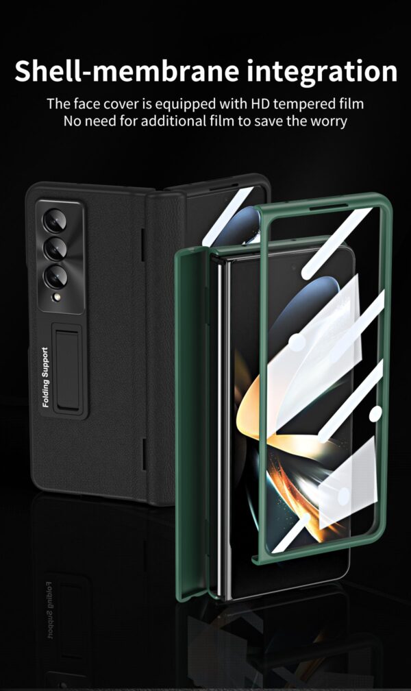 Luxury Premium Leather Hinge Adjustable Bracket Full Screen Film Protection Case Cover for Samsung Galaxy Z Fold 3/Z fold 4 - Image 6
