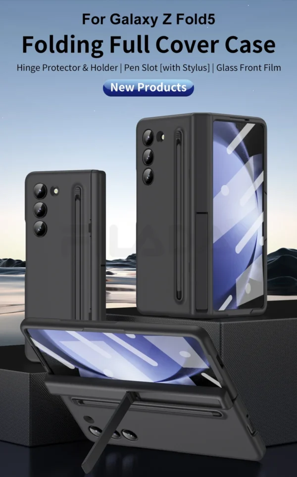 Luxury Premium Invisible Stand Hinge Stand Case Cover With S Pen For Samsung Galaxy Z Fold 5 - Image 4