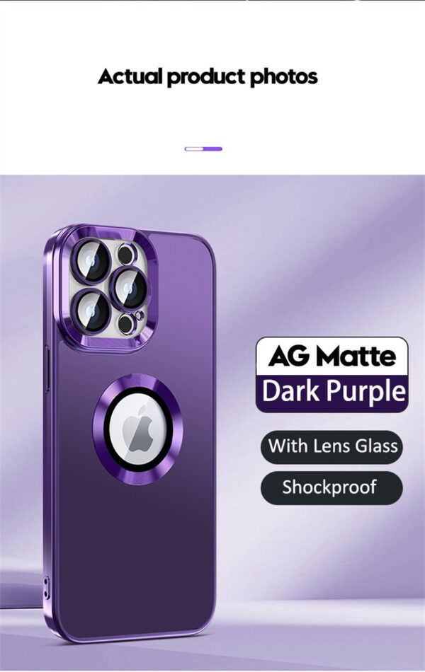 Luxury AG Matte Defender Metal Plating Shockproof Texture Logo Case Cover For iPhone Series - Image 12